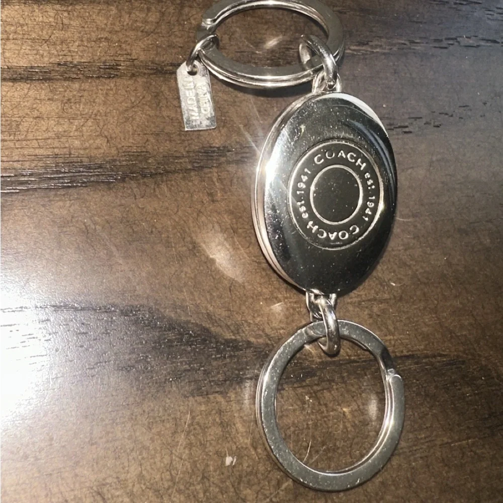 Coach Legacy Stripe Oval Turnlock Valet Key Chain Bag Charm - Picture 4 of 6